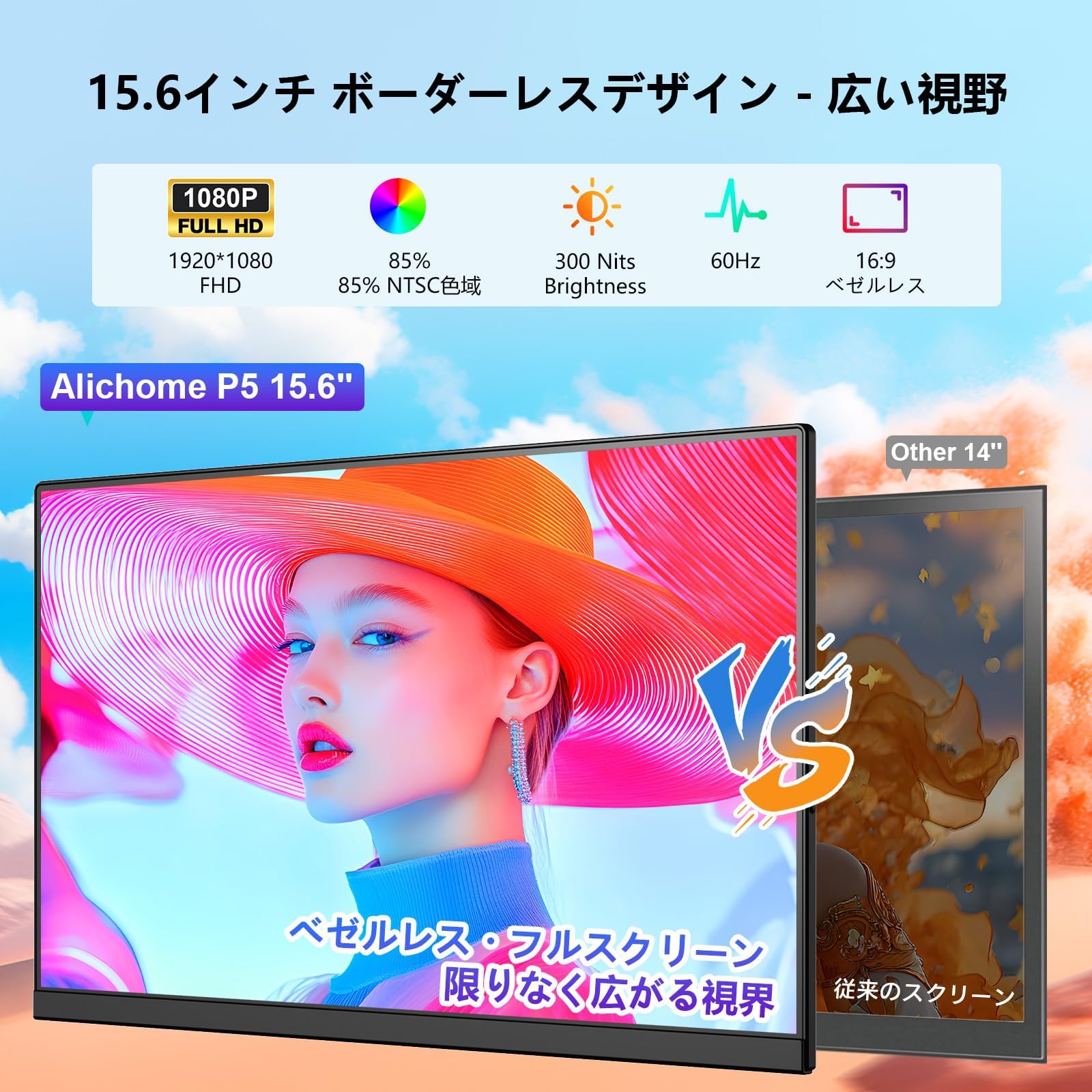 Amazon.co.jp: Alichome P5 Dual Monitor 15.6 Inch Mobile PC Monitor